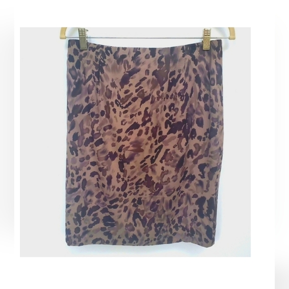 Silk Skirt Leopard Print Pencil Career Lightweight - Picture 10 of 10